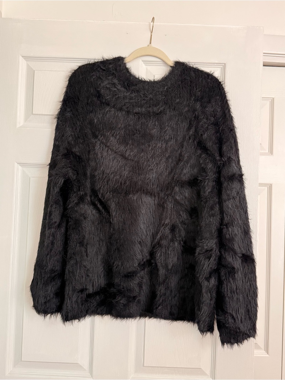 Cotton On Black Faux-Fur Crewneck Sweater